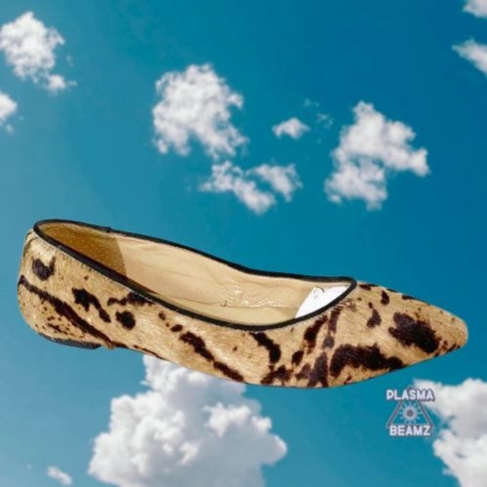 Talbots Animal Print Pointy Toe Leather Flats 6.5B